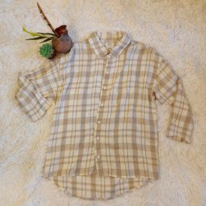 RVCA Super soft Plaid Shirt with Cut-out NWOT